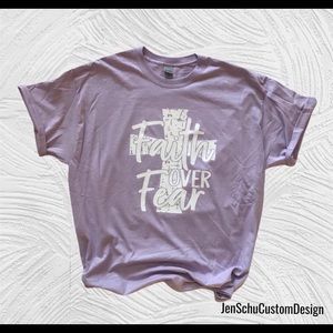 Faith Over Fear T Shirt In Orchid